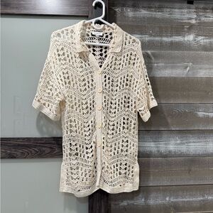 Evereve Beige Crochet Cardigan